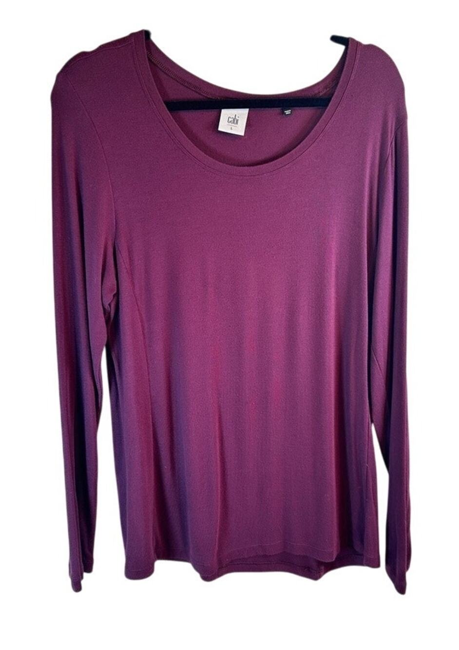 CAbi Plum Long Sleeve Top L – Clean Fit, Berrycore Stretch Basics